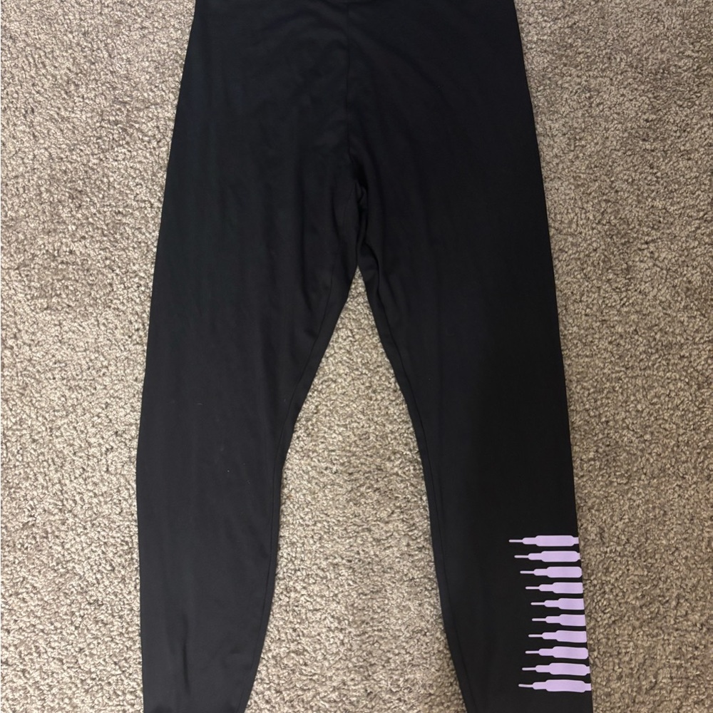 Savage X Fenty Black and Purple Leggings with High-Rise Waistband